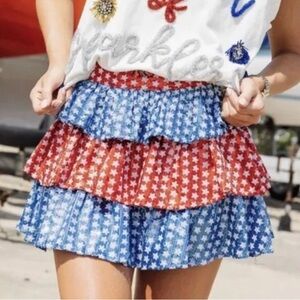 QUEEN OF SPARKLES Fourth of July Red White and Blue Sequin Skirt